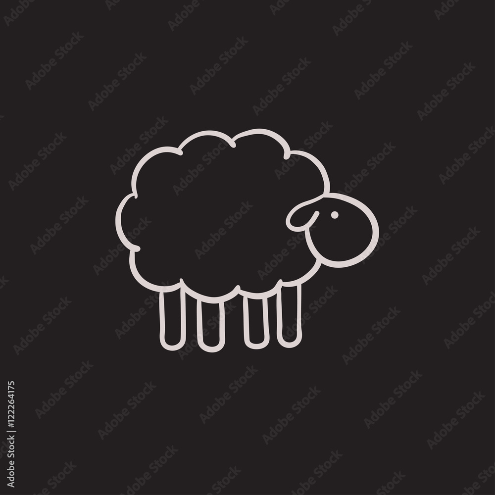 Sticker sheep sketch icon.