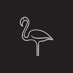Flamingo sketch icon.