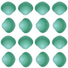 Seamless green seashell template background. Vector illustration for your design