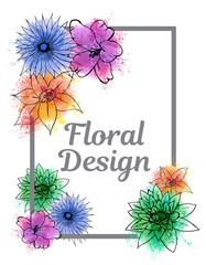 Floral frame. Template for invitation