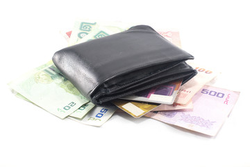 Wallet money and credit cards indicative of the financial positi