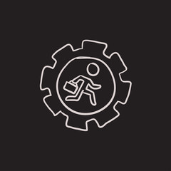 Man running inside the gear sketch icon.