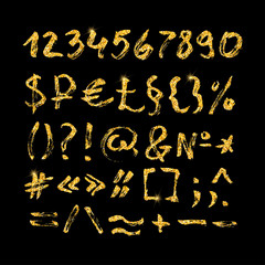 Fototapeta na wymiar Hand drawn glitter golden alphabet. Vector illustration for your design