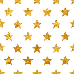 Gold stars seamless pattern background 