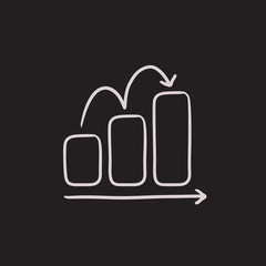 Bar chart upward sketch icon.