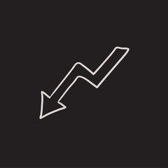 Arrow downward sketch icon.