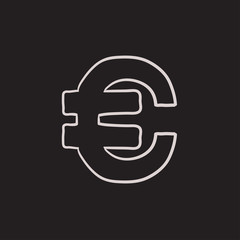 Euro symbol sketch icon.
