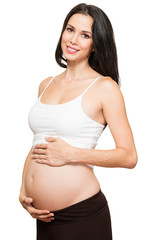 Pregnant Young Woman on White
