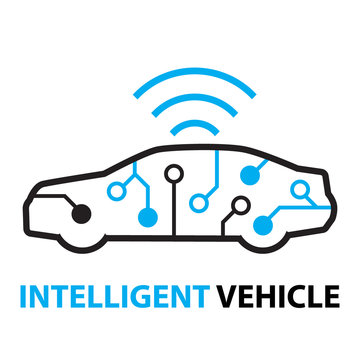 Smart Car,Intelligent Vehicle Icon And Symbol