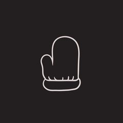 Santa mitten sketch icon.