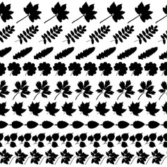 Black leaves seamless border design. Vector illustration for your design