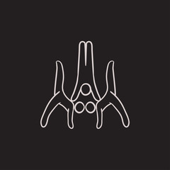 Circus artists performing trick sketch icon.