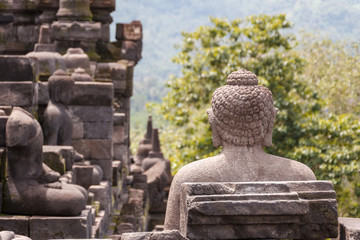 Obraz premium Ruins of the Borobudur temple complex, Java island, Indonesia