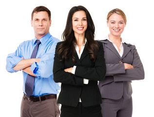 Businessman and businesswomen isolated on white background