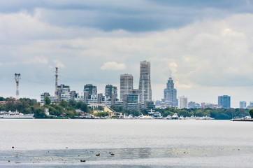 Naklejka premium Khimki reservoir in Moscow, Russia