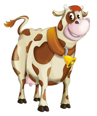 Cartoon happy cow - isolated - illustration for children
