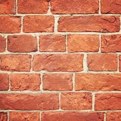 Old weathered brick wall. Macro effect. Bricks texture photo with vintage filter. For background or backdrop. Valaam, Republic of Karelia, Russia.