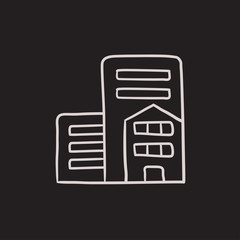 Residential buildings sketch icon.