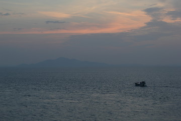 Boat on sunset