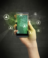 hand holding smartphone