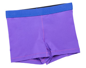 Purple women's athletic shorts on white