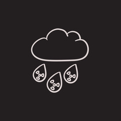 Radioactive cloud and rain sketch icon.