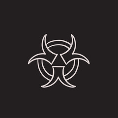 Bio hazard sign sketch icon.