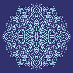 Mandala. Ethnic decorative elements. Hand drawn background. Islam, Arabic, Indian, ottoman motifs. Blue