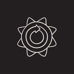 Sun with round arrow sketch icon.
