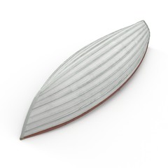 Old boat isolated on a white. Bottom view. 3D illustration