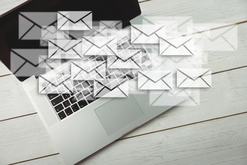 laptop with graphic letters 