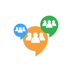 People with chat bubble icon thin line for web and mobile