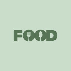 Food with Spoon and Fork Logotype concept negative space