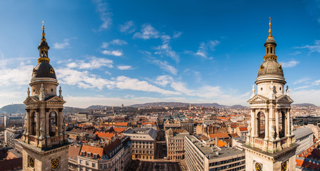 Fototapeta na wymiar Panoramic view from the top of the St. Stephen's Basilica in Budapest, Hungary.