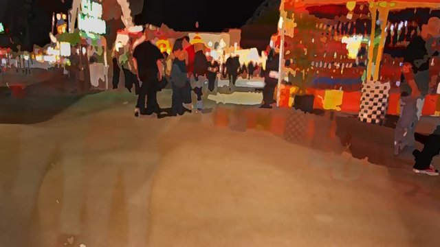 A time lapse of POV at the fair in a comic book style.