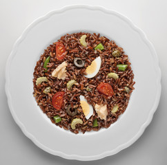Red Rice of the Camargue salad with tuna  egg and vegetables