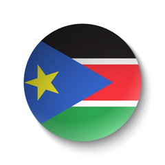 White paper circle with flag of South Sudan. Abstract illustration