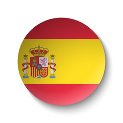 White paper circle with flag of Spain. Abstract illustration