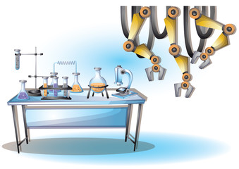 cartoon vector illustration laboratory interior room with separated layers in 2d graphic