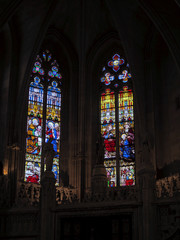 Fototapeta na wymiar Stained Glass Windows in the Basilica St Seurin in Bordeaux