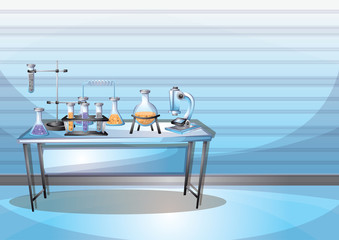 cartoon vector illustration laboratory interior room with separated layers in 2d graphic