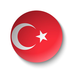 White paper circle with flag of Turkey. Abstract illustration