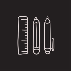 School supplies sketch icon.