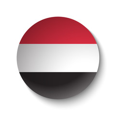 White paper circle with flag of Yemen. Abstract illustration