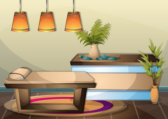 cartoon vector illustration interior spa room with separated layers in 2d graphic