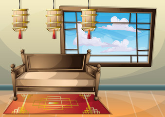 cartoon vector illustration interior chinese room with separated layers in 2d graphic