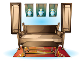 cartoon vector illustration interior chinese room with separated layers in 2d graphic