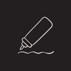 Sauce bottle sketch icon.