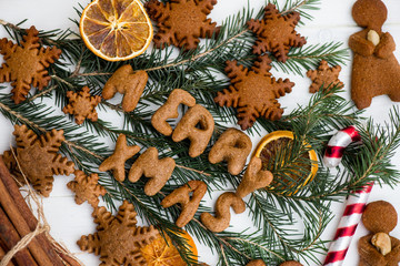 Merry Xmas Letters and Gingerbread Cookies