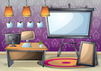 cartoon vector illustration interior classroom with separated layers in 2d graphic